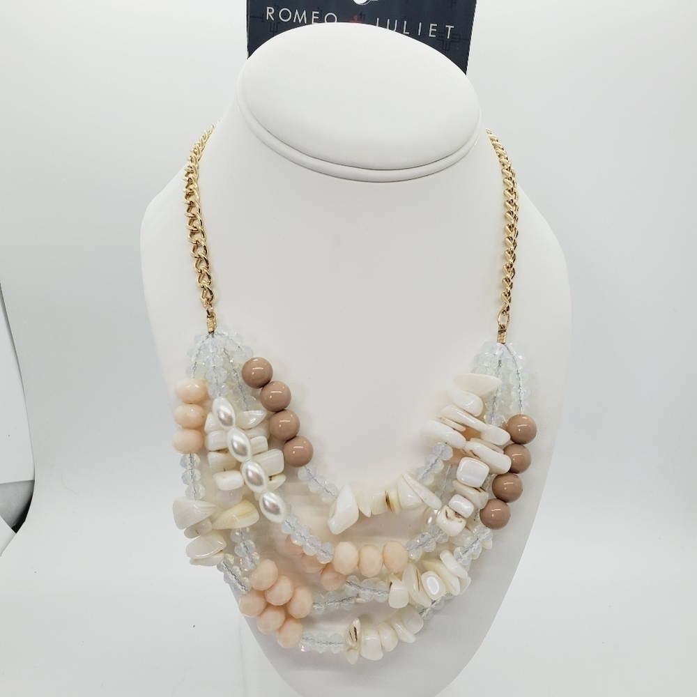 Romeo & Juliet couture Fashion necklace stones gold chain‎ Beach Vacation Summer - Picture 9 of 11